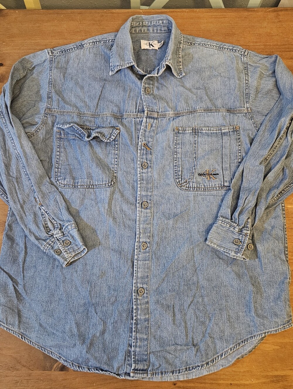 Calvin Klein Jeans Men's Denim Button-Front Long Sleeve Shirt Size Small